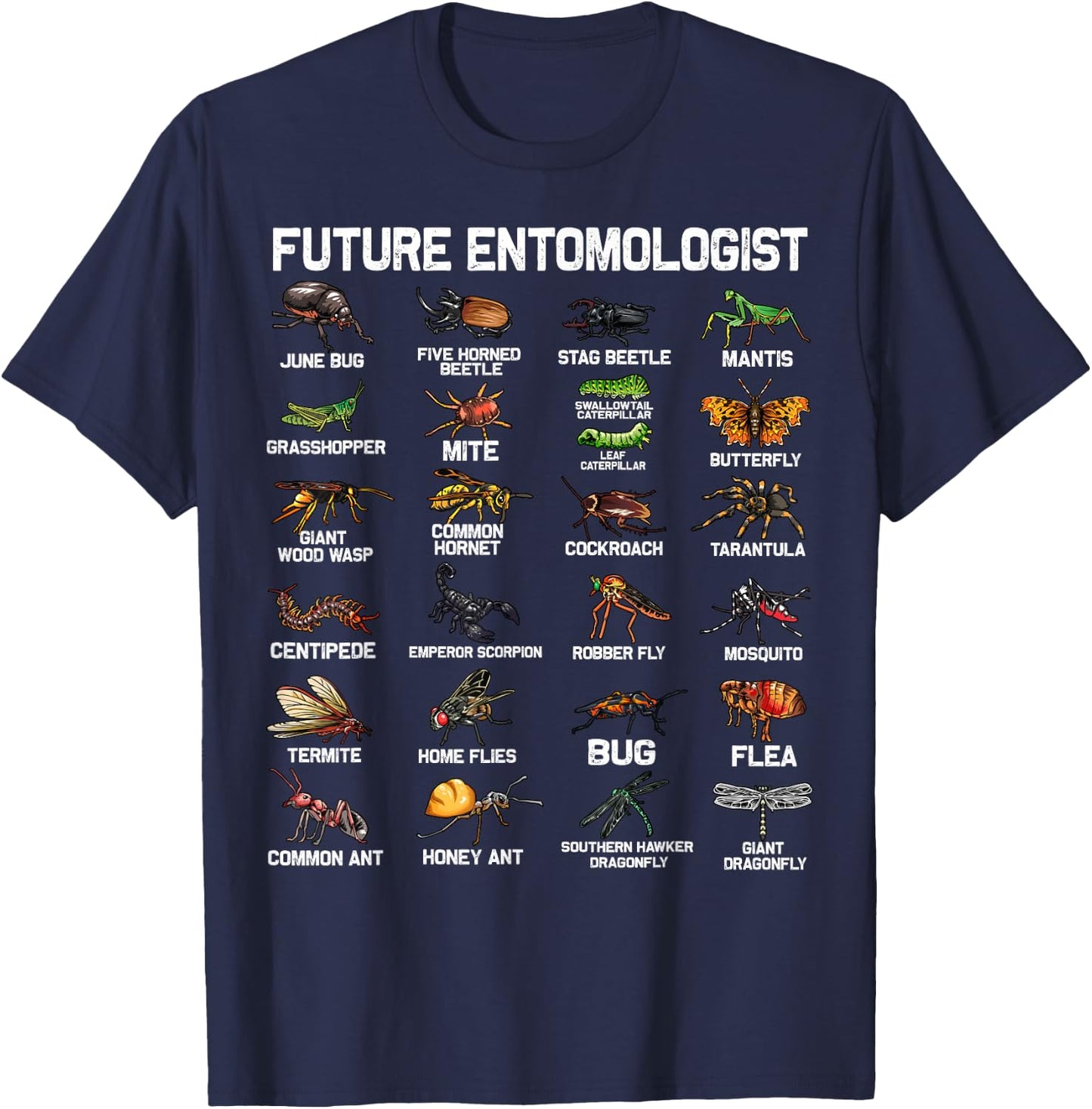Funny Entomology Insect Bug Lover Men Women Boys Girls Kids T-Shirt - T-Shirt | Navy