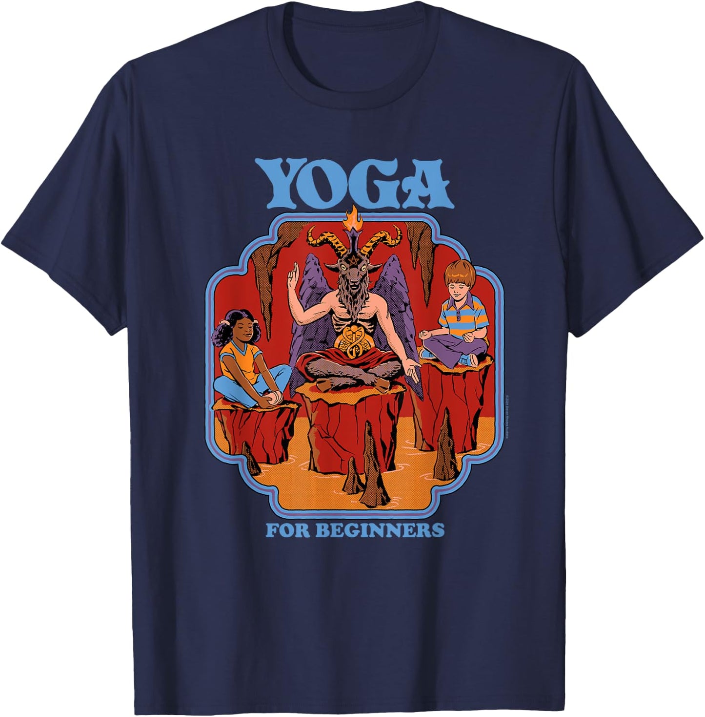 Steven Rhodes Yoga for Beginners Baphomet Demon Dark Humor T-Shirt - T-Shirt | Navy