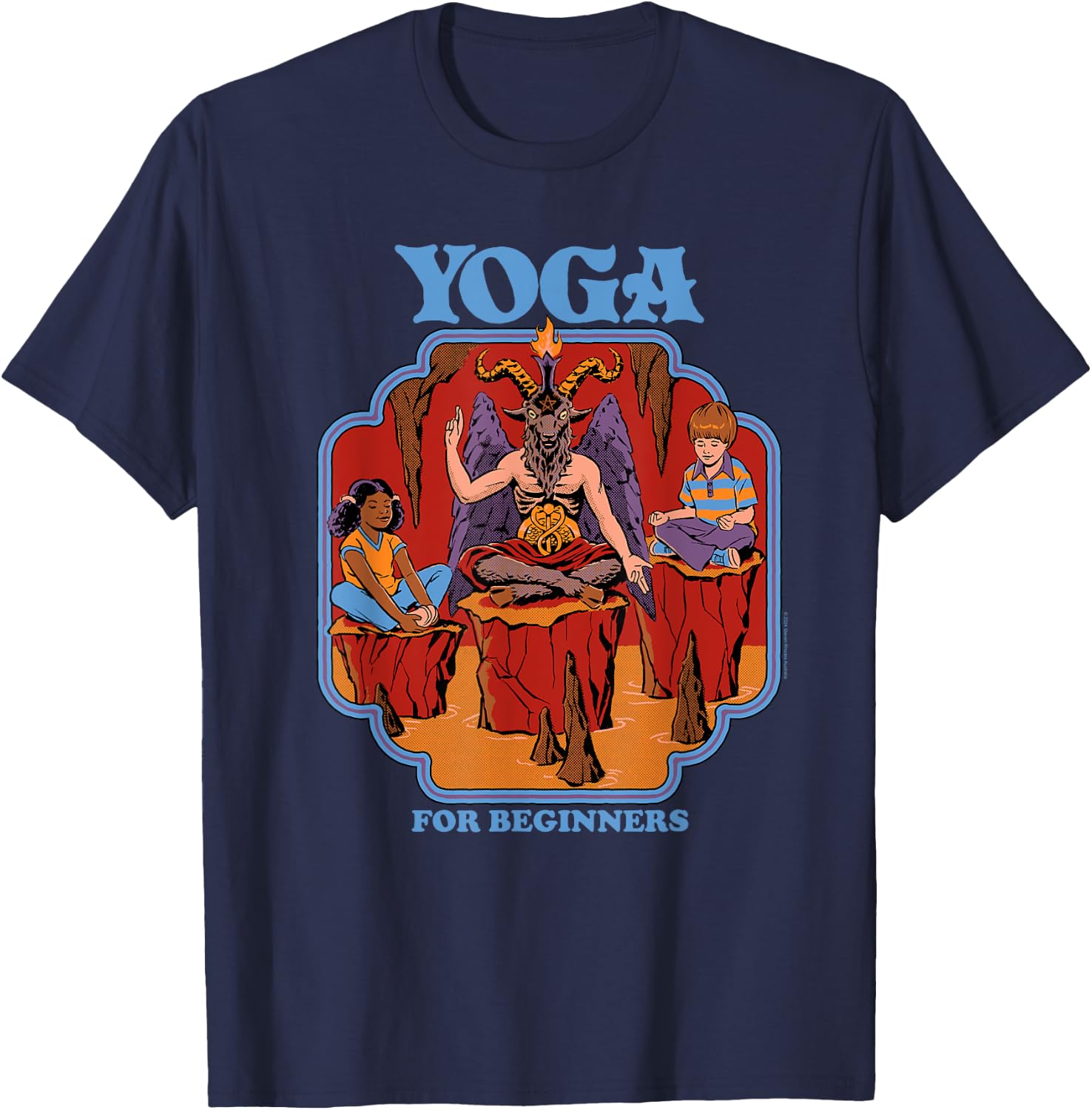 Steven Rhodes Yoga for Beginners Baphomet Demon Dark Humor T-Shirt - T-Shirt | Navy