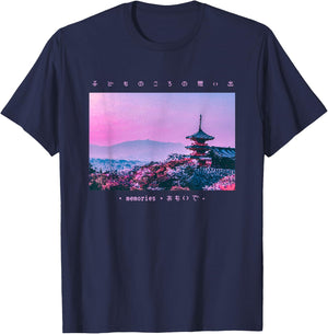 Aesthetic Japanese Vintage Streetwear Fashion Retro Graphic T-Shirt - T-Shirt | Navy