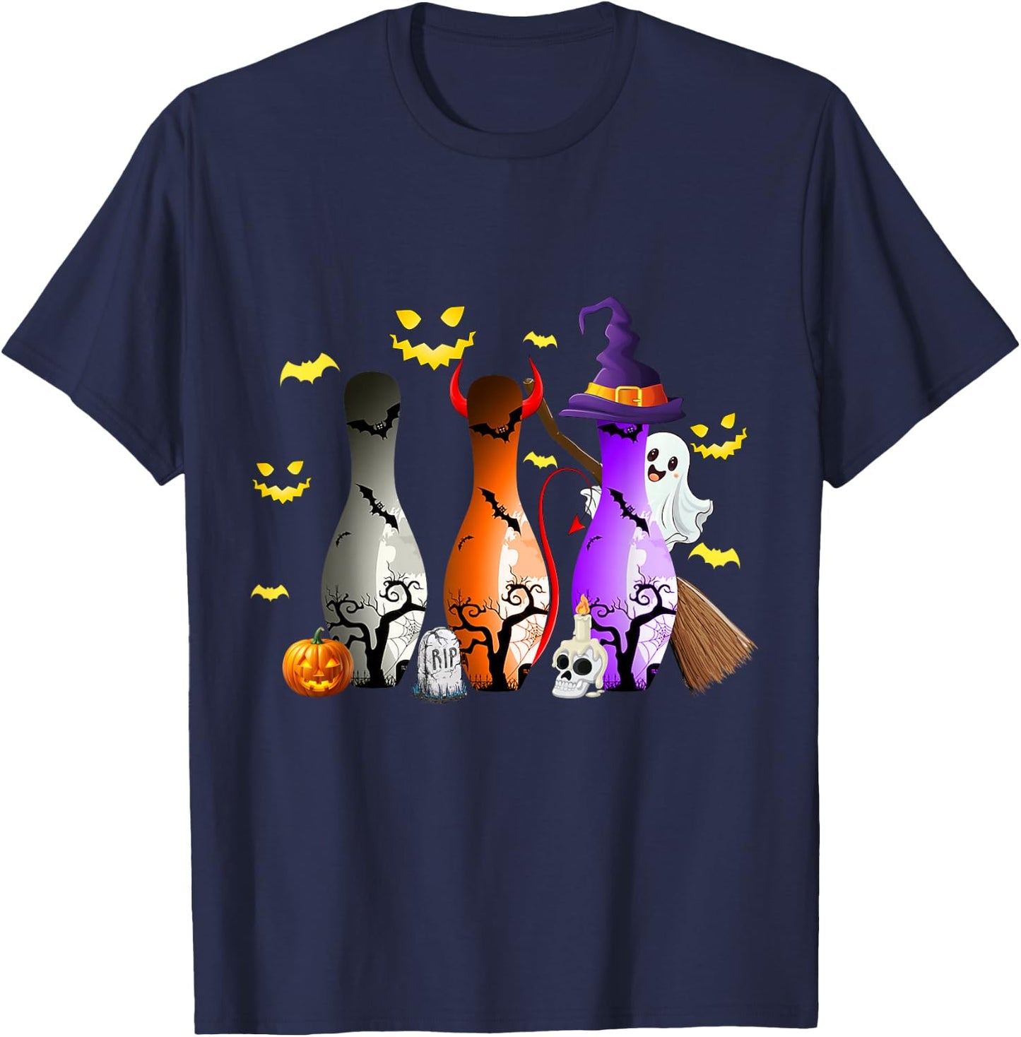 Cute Shirt Bowling Halloween Spooky Costume T-Shirt - T-Shirt | Navy