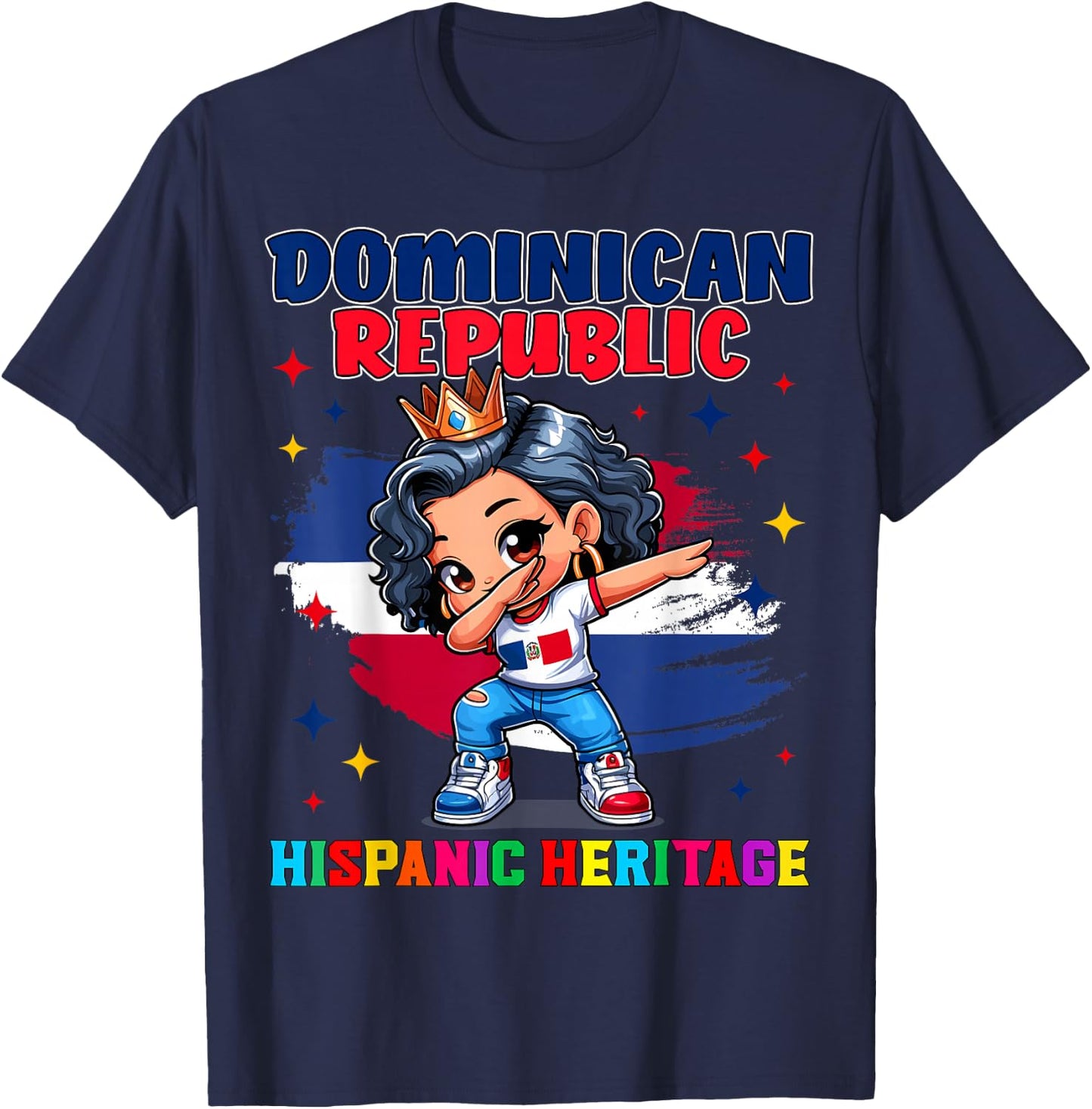 Dominican Republic Girl Hispanic Heritage Celebration kids T-Shirt - T-Shirt | Navy