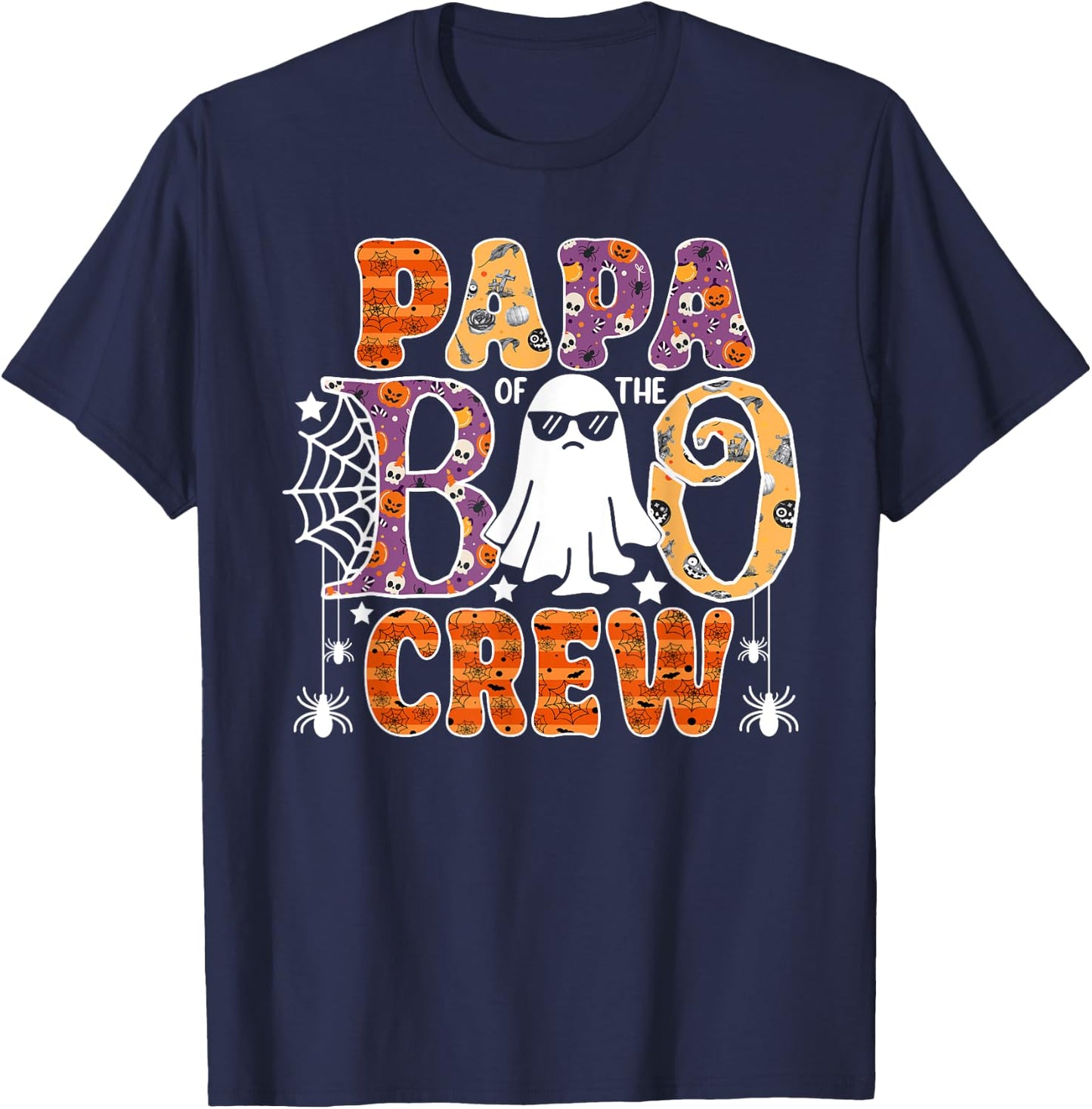 Papa Of The Boo Crew Funny Halloween Family Matching T-Shirt - T-Shirt | Navy