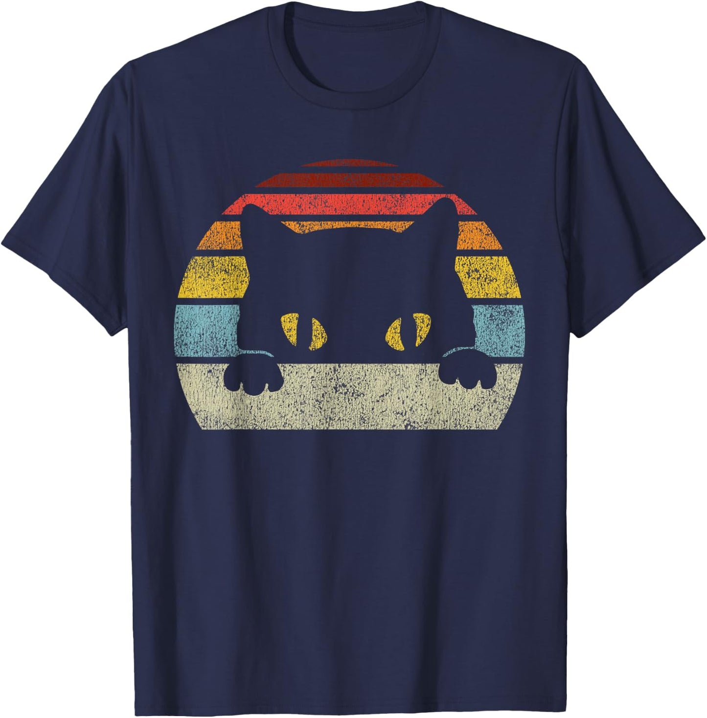 Cat Retro Style Vintage Black Kitten Cute Kitty Cats Lover T-Shirt - T-Shirt | Navy