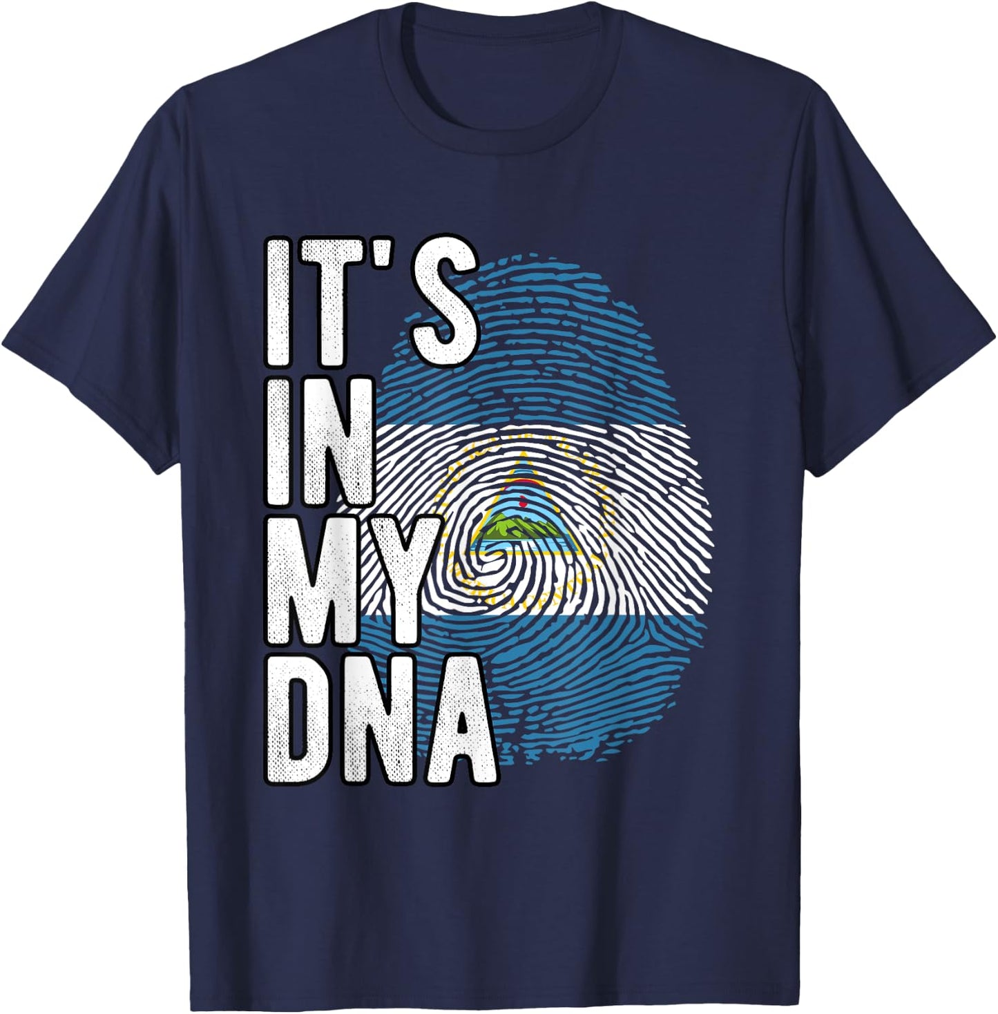 Funny it's in my DNA Nicaragua flag Fingerprint T-Shirt - T-Shirt | Navy
