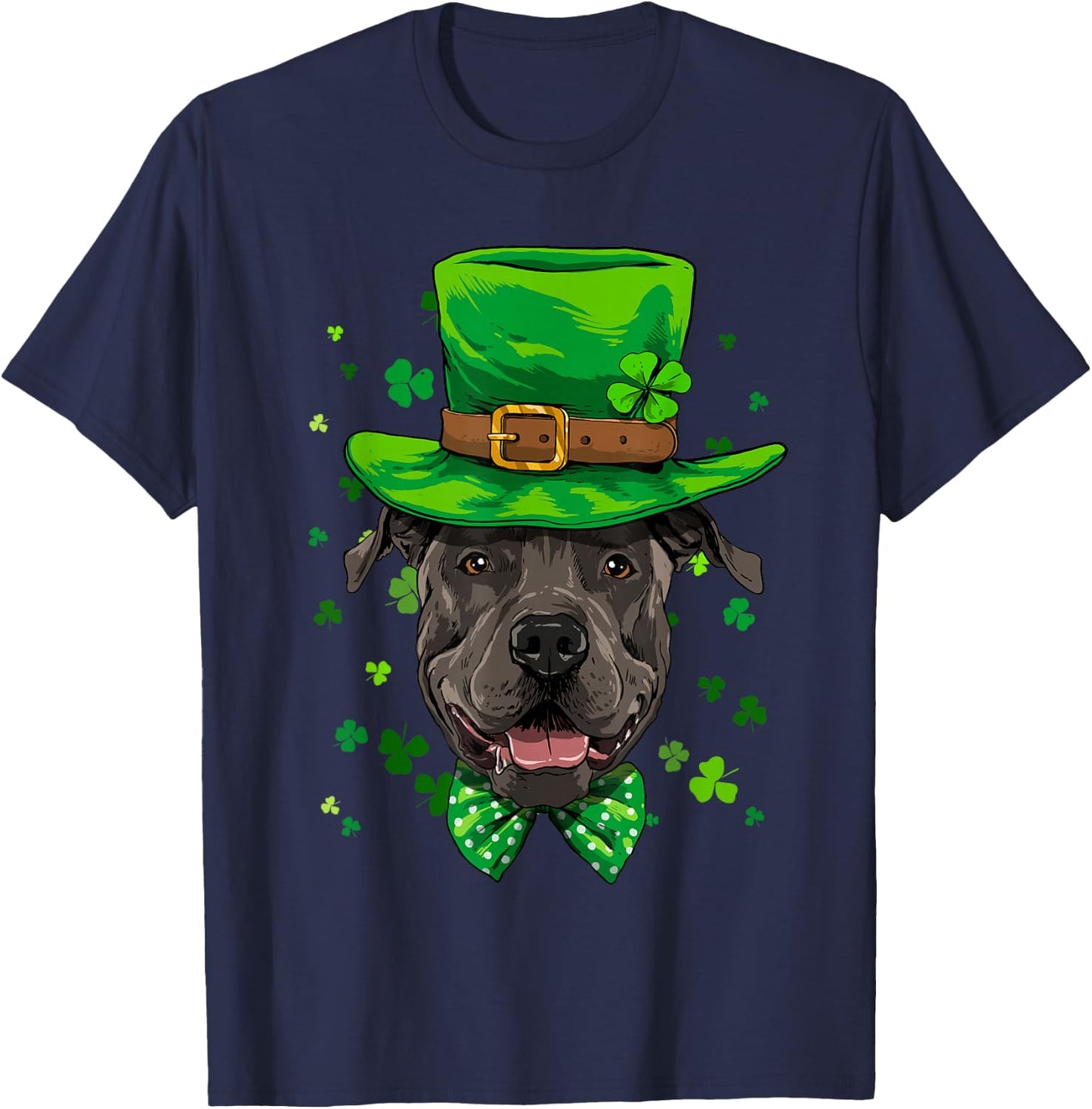 Pit Bull Leprechaun St Patricks Day Dog Pet Owner Lover T-Shirt - T-Shirt | Navy