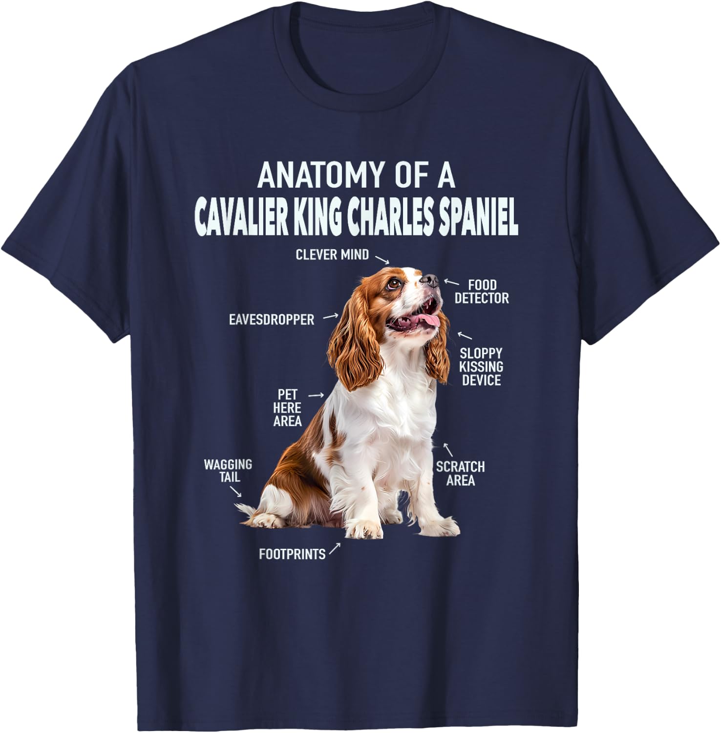 Anatomy Of A Cavalier King Charles Spaniel T-Shirt - T-Shirt | Navy