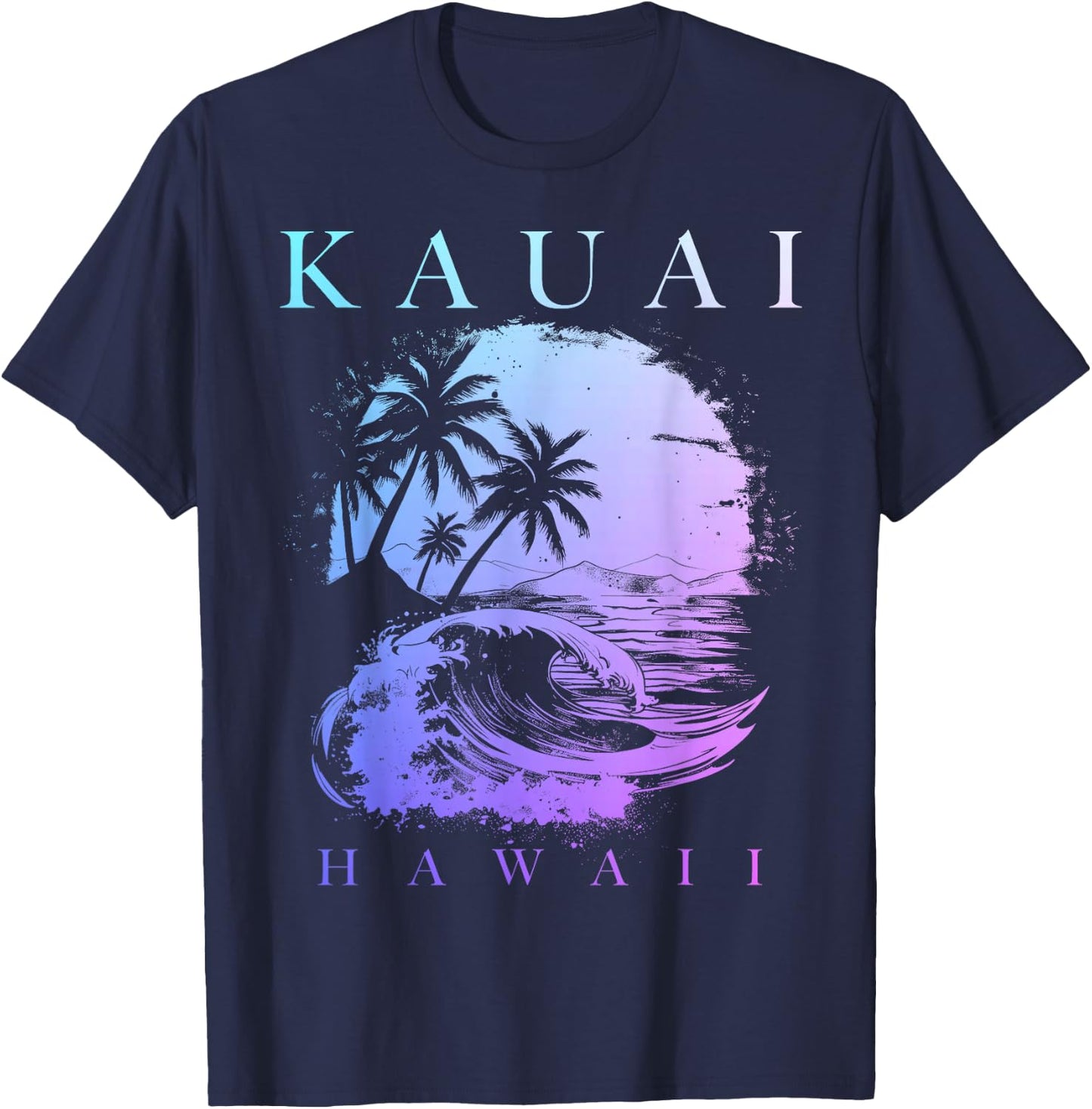 Kauai Hawaii Aloha Hawaiian Surf Surfer Vintage T-Shirt - T-Shirt | Navy