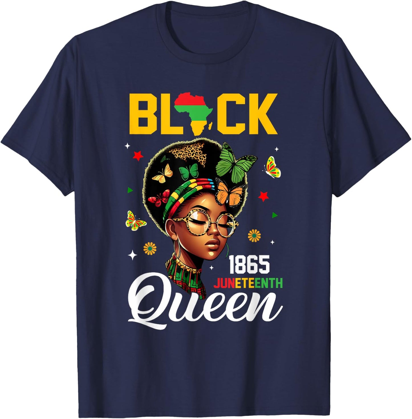 1865 Juneteenth Black Queen June 19th T-Shirt - T-Shirt | Navy