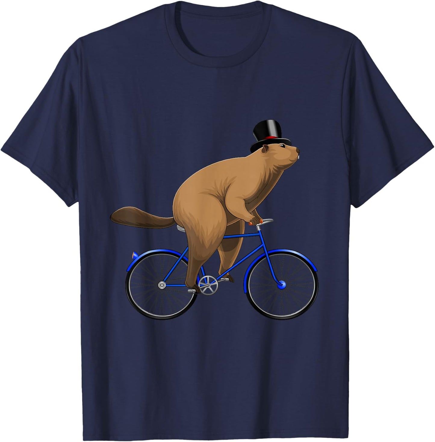 Happy Ground Hog Day Riding A Bike Bicycle Hat T-Shirt - T-Shirt | Navy