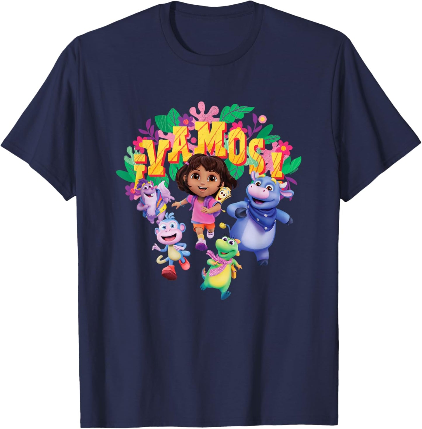 Dora the Explorer ¡Vamos! Group Shot Colourful Chest Logo T-Shirt - T-Shirt | Navy