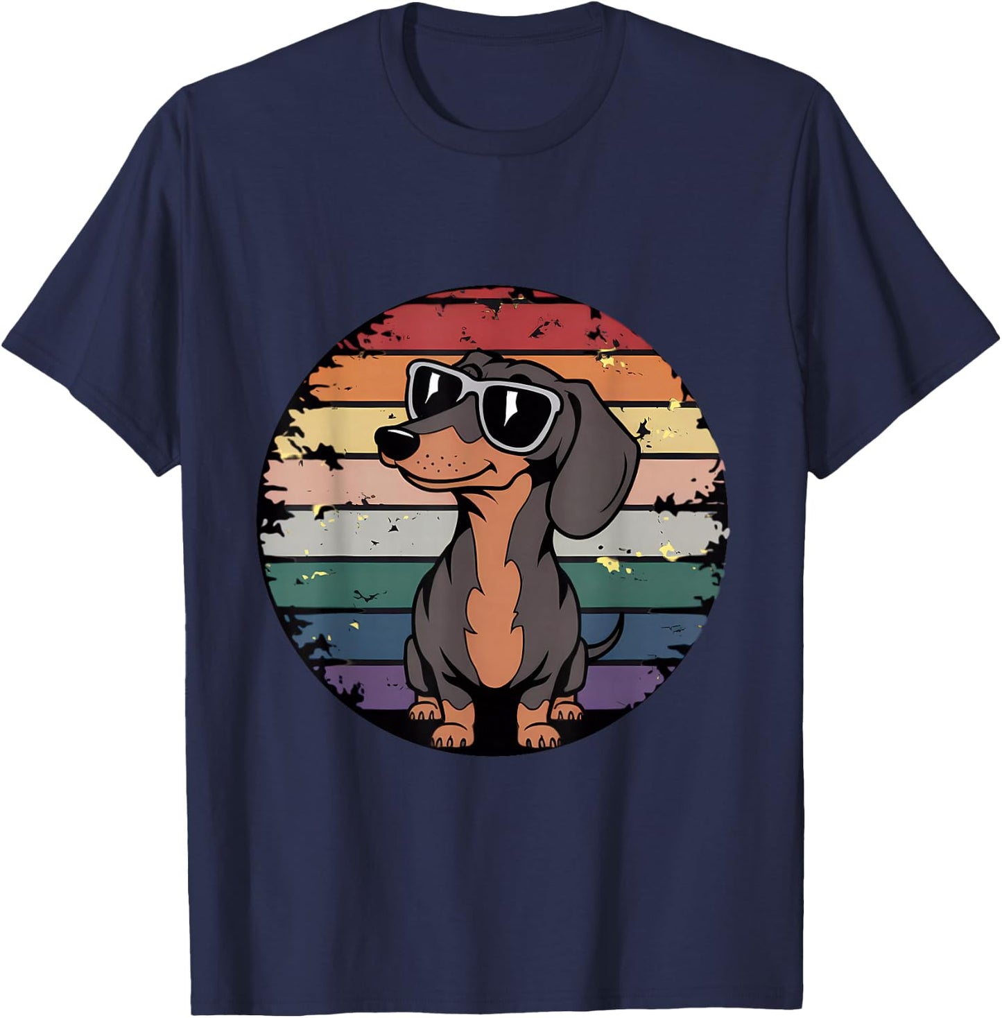 Retro Dachshund Sunset T-Shirt - T-Shirt | Navy