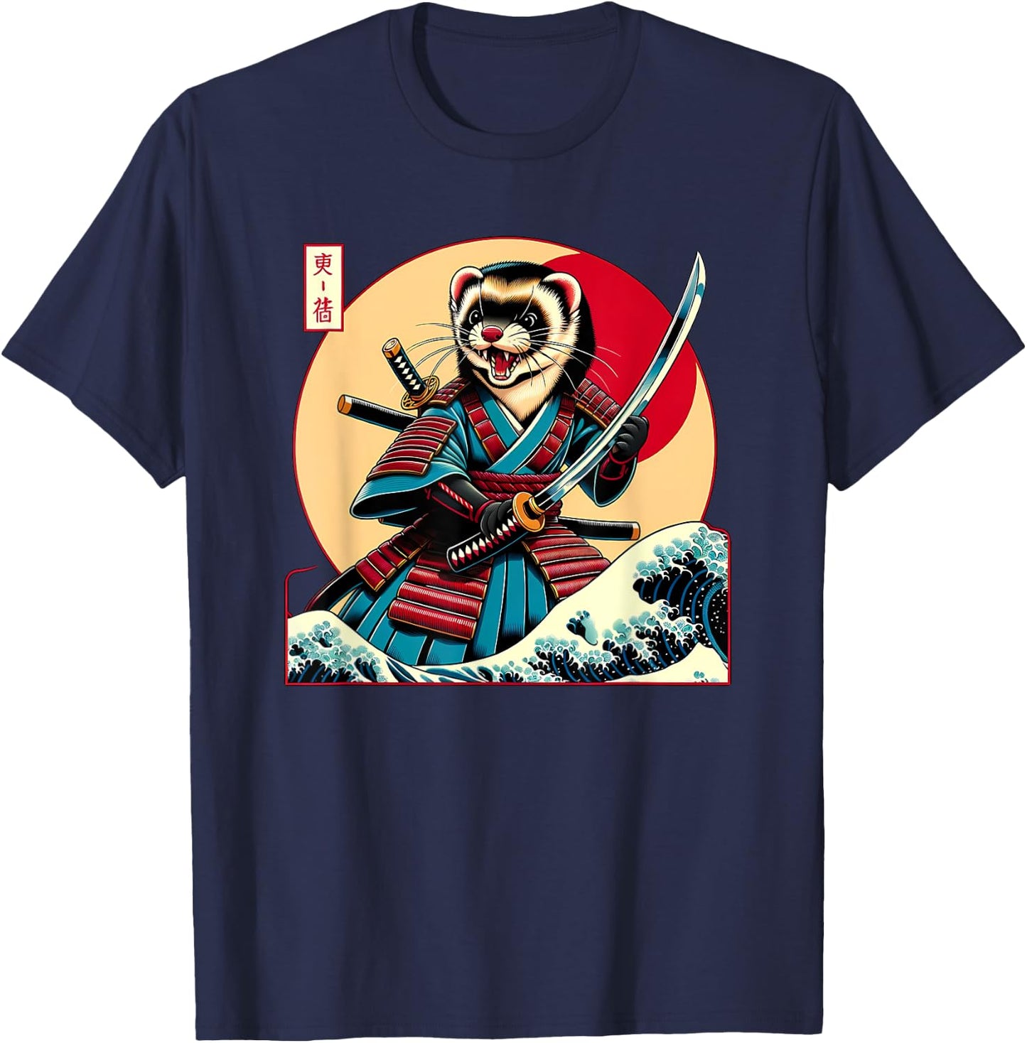 Otaku Ferret Samurai T-Shirt - T-Shirt | Navy