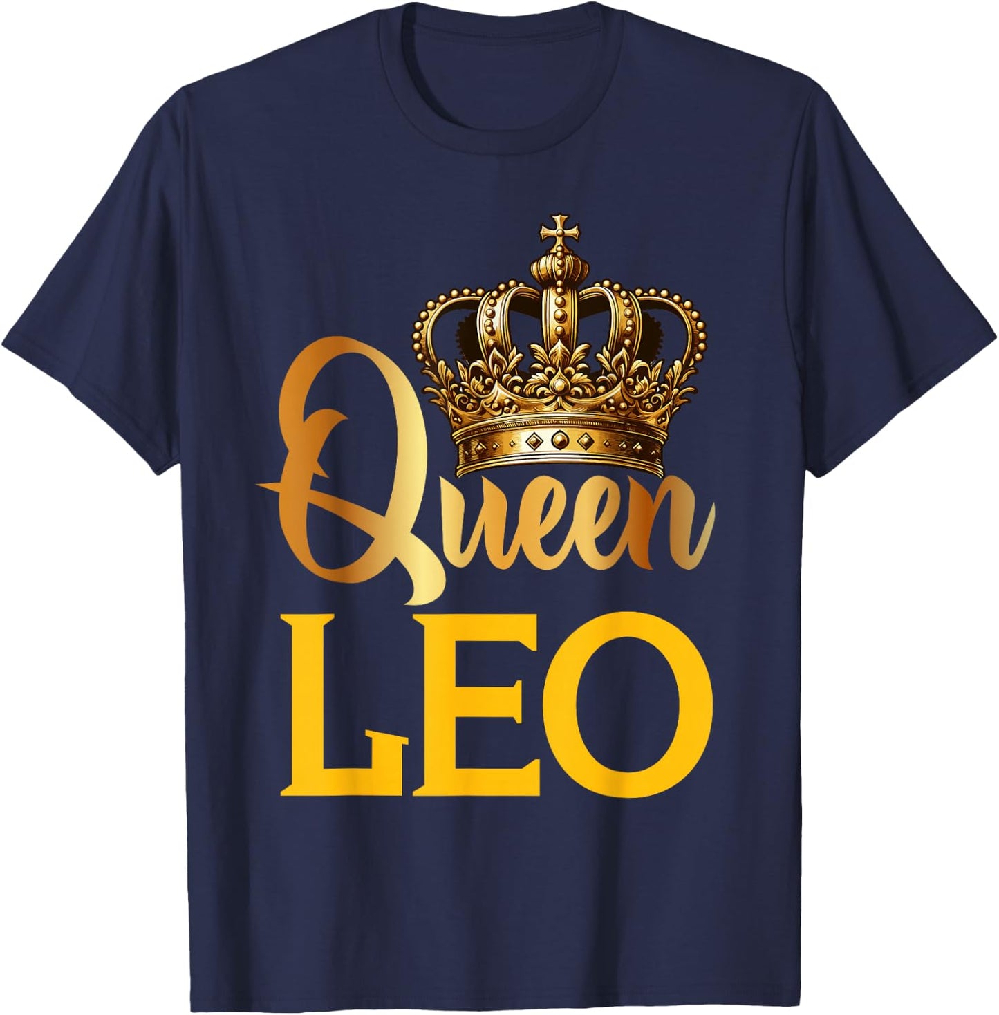 Queen Leo Lion Zodiac Sign Crown T-Shirt - T-Shirt | Navy