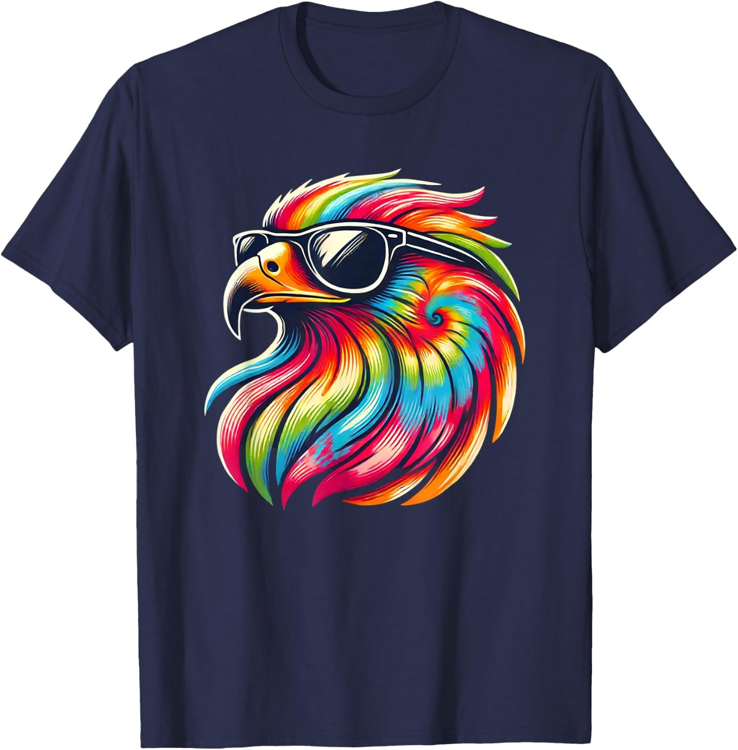 Tie Dye Art Sunglasses Hawk Hawks T-Shirt - T-Shirt | Navy
