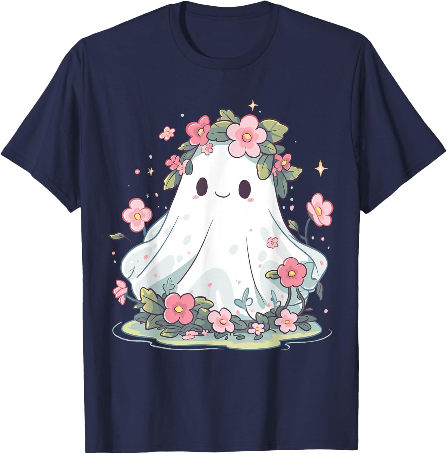 Halloween Ghost Flower Costume Women Girls Halloween T-Shirt - T-Shirt | Navy