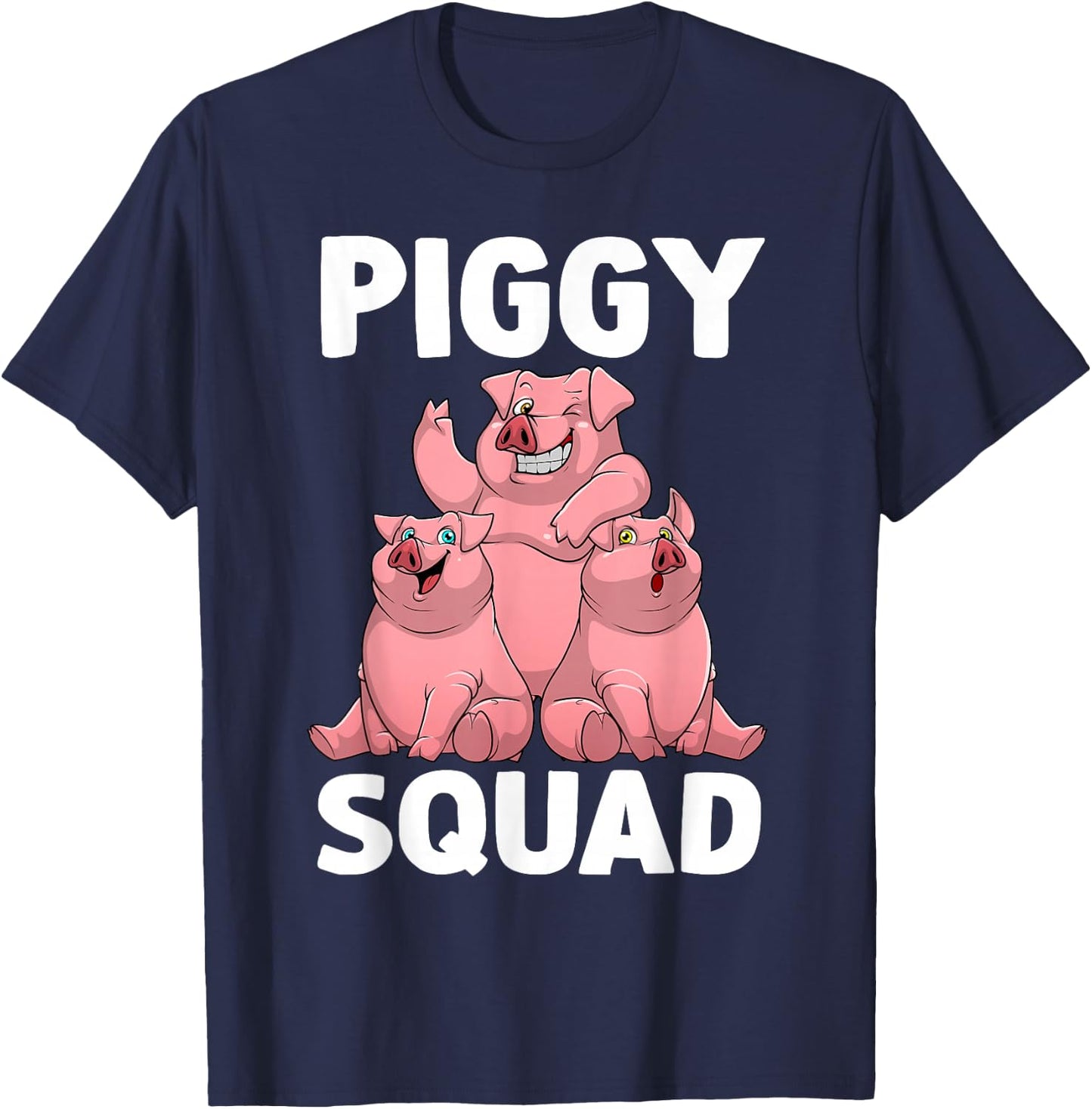 Funny Pig Lover Art Women Kids Piggy Squad Swine Pig T-Shirt - T-Shirt | Navy