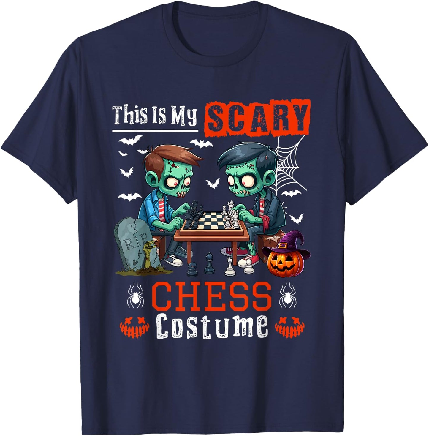 My Scary Chess Costume Horror Halloween Player Kids T-Shirt - T-Shirt | Navy