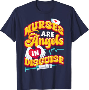 Nurses are Angels in Disguise healthcare heroes T-Shirt - T-Shirt | Navy