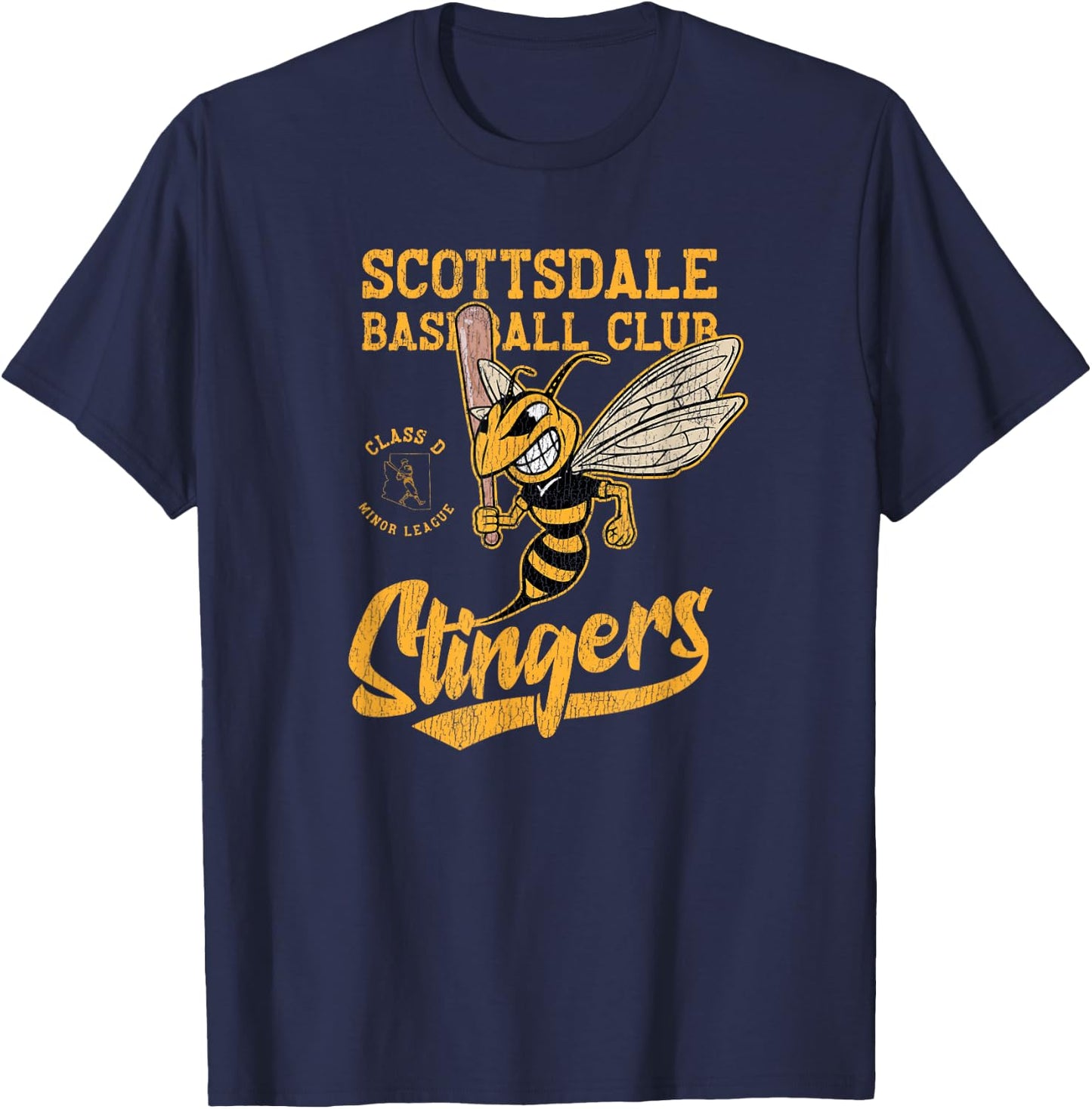 Scottsdale Stingers Retro Minor League Baseball Team T-Shirt - T-Shirt | Navy