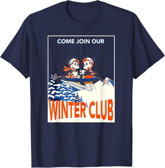 Disney Mickey & Minnie Mouse Skiing Join Our Winter Club Ski T-Shirt - T-Shirt | Navy
