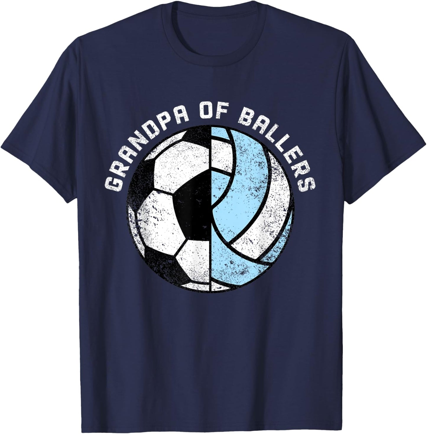 Grandpa Of Ballers Funny Soccer Volleyball Grandpa T-Shirt - T-Shirt | Navy
