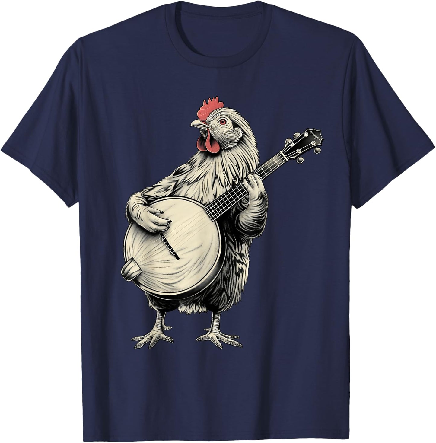 Chicken Farming Farmer Bluegrass Banjo Player T-Shirt - T-Shirt | Navy