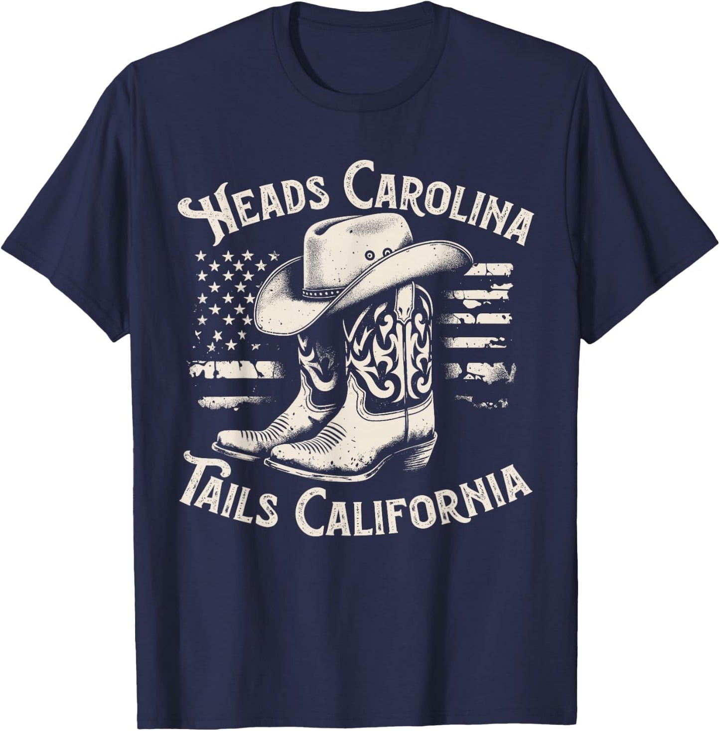 Heads Carolina Tail California Retro Vintage Country T-Shirt - T-Shirt | Navy