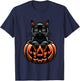 Halloween Pumpkin Cat Funny Halloween T-Shirt - T-Shirt | Navy