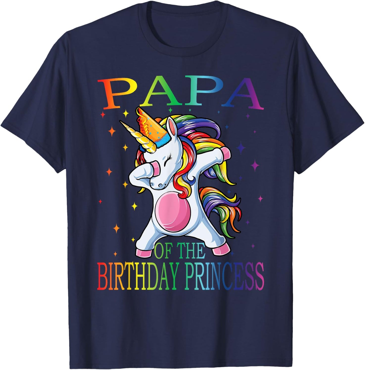 Papa Of The Birthday Princess Unicorn T-Shirt - T-Shirt | Navy