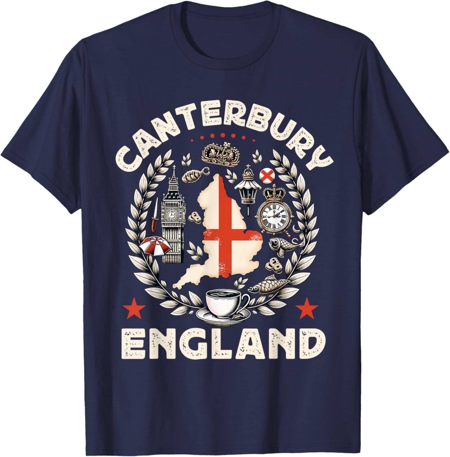 Canterbury Souvenir England United Kingdom Travel T-Shirt - T-Shirt | Navy