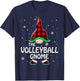 Volleyball Gnome Buffalo Plaid Matching Family Christmas T-Shirt - T-Shirt | Navy
