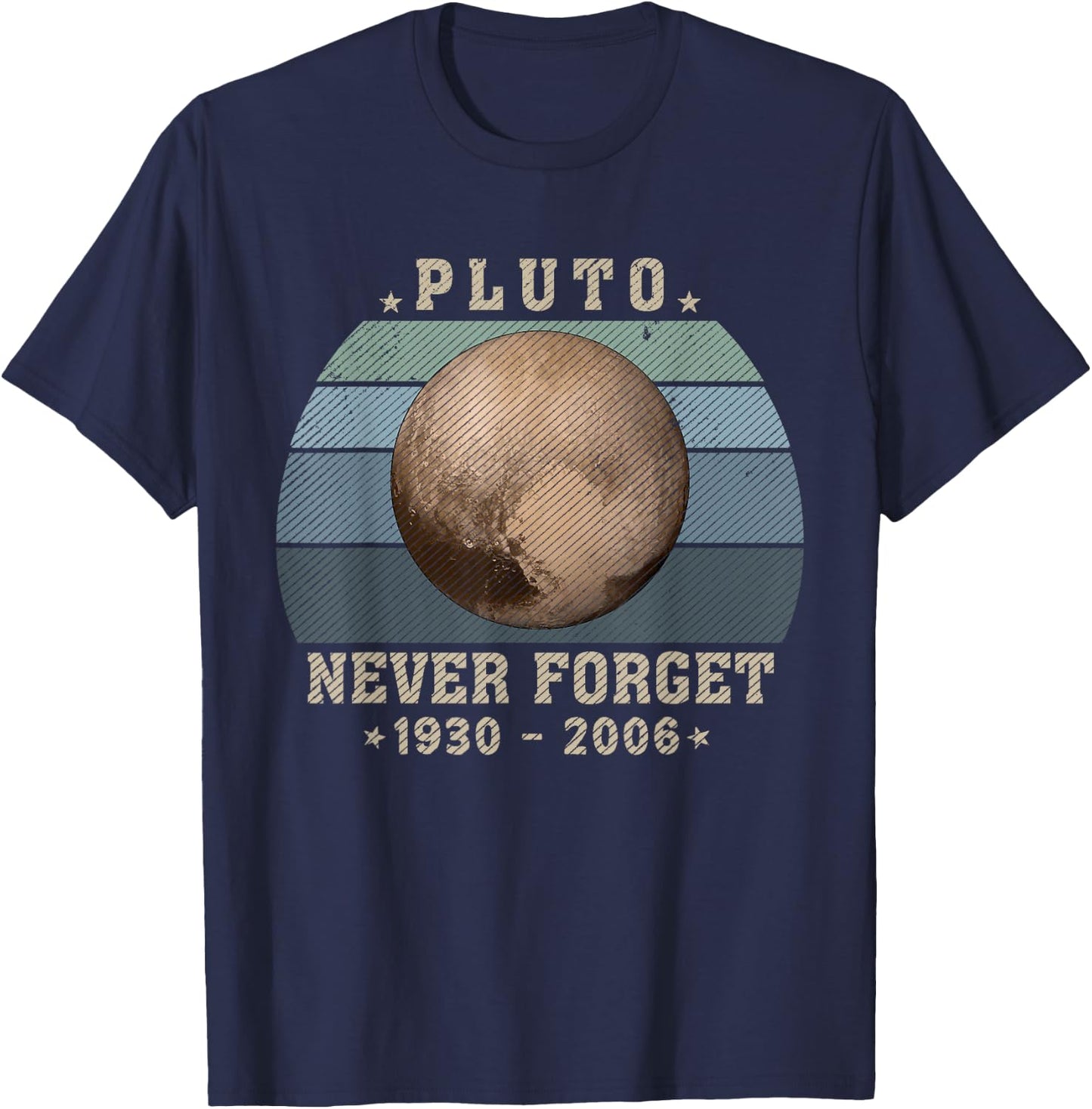 Vintage Never Forget Pluto, Retro Style Funny Space, Science T-Shirt - T-Shirt | Navy