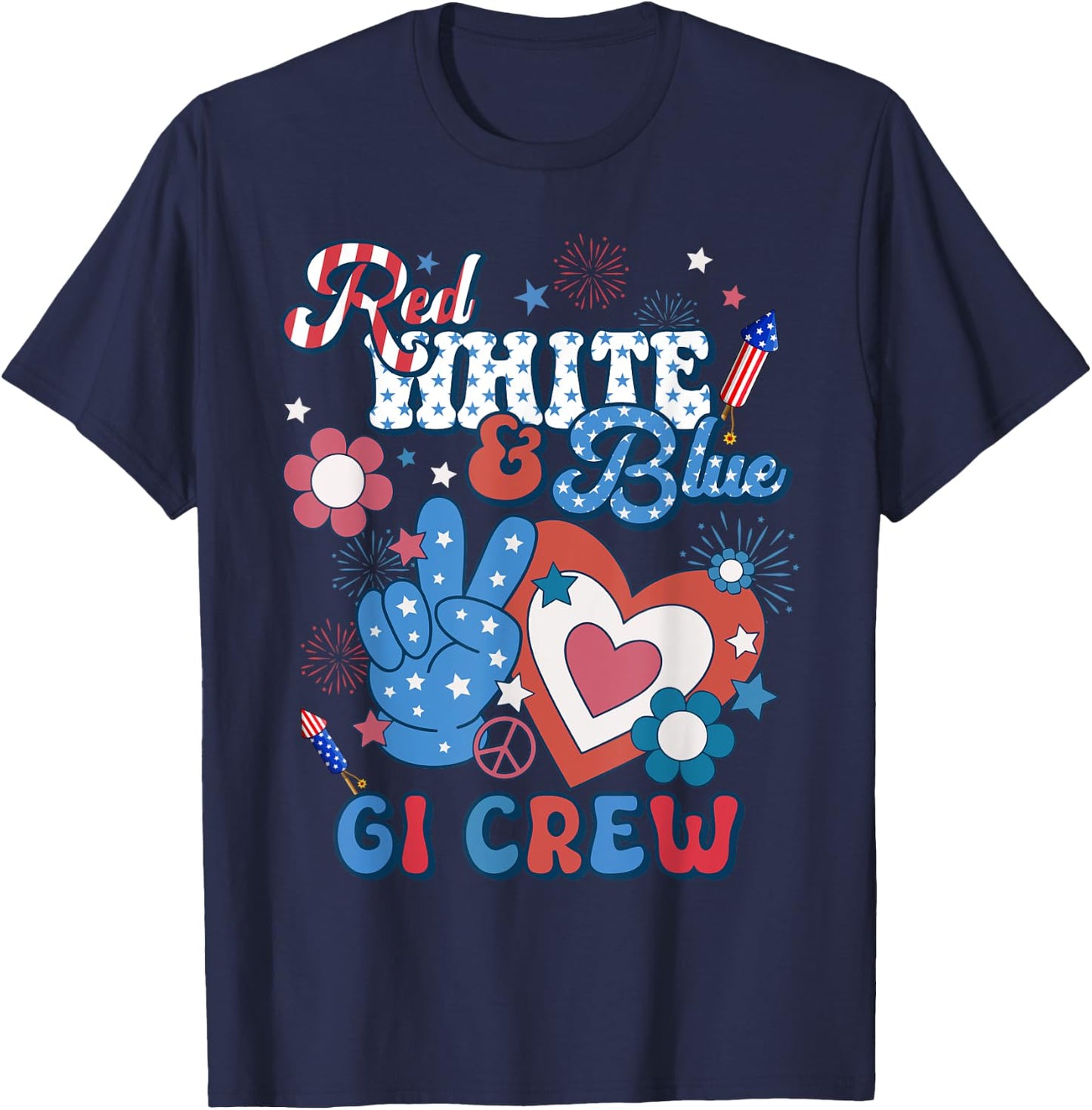 Red White & Blue GI Crew Endoscopy RN Nurse 4th Of July Women Men T-Shirt - T-Shirt | Navy