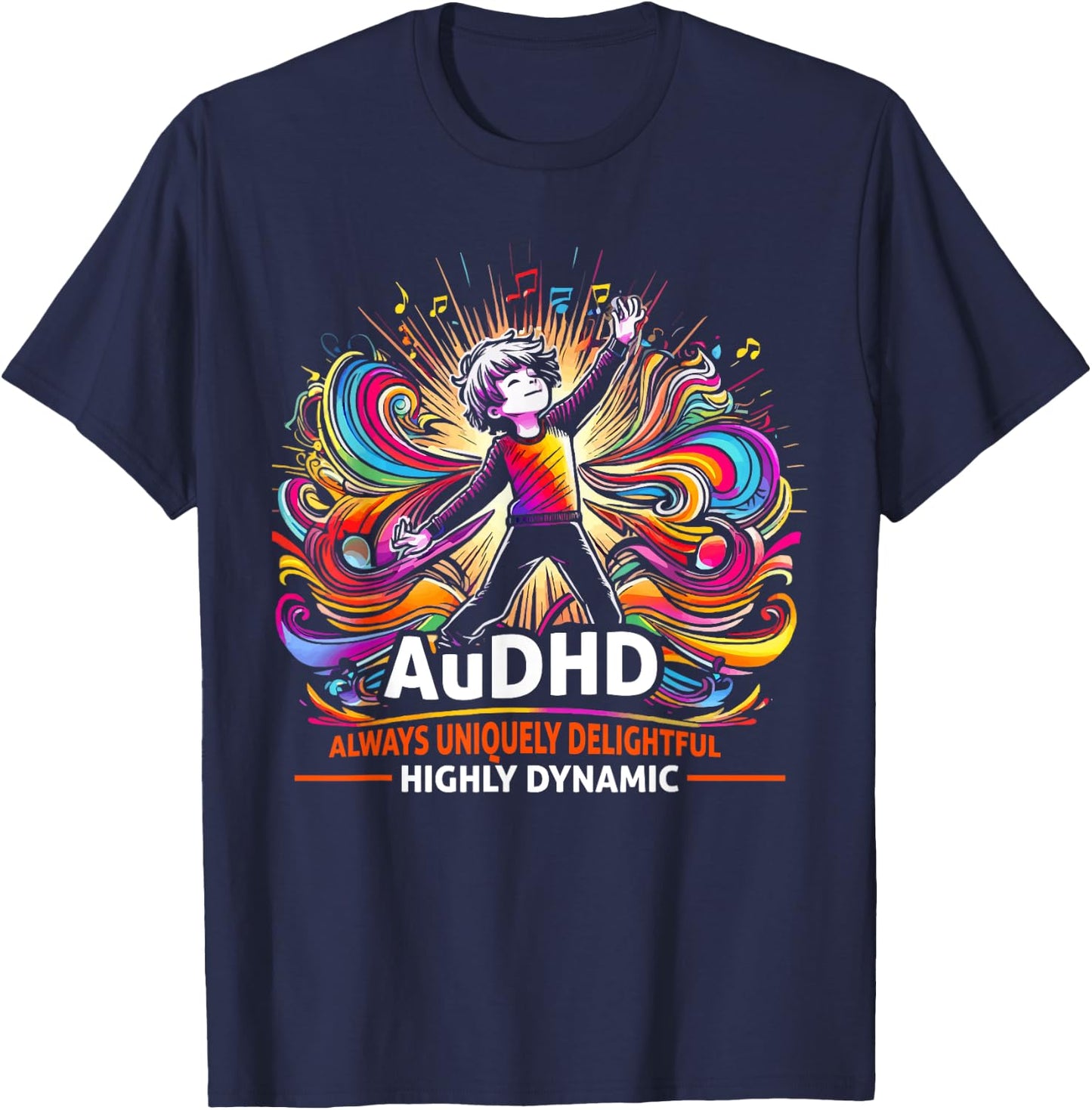 AuDHD Autism ADHD Autistic Spectrum Neurodiversity T-Shirt - T-Shirt | Navy