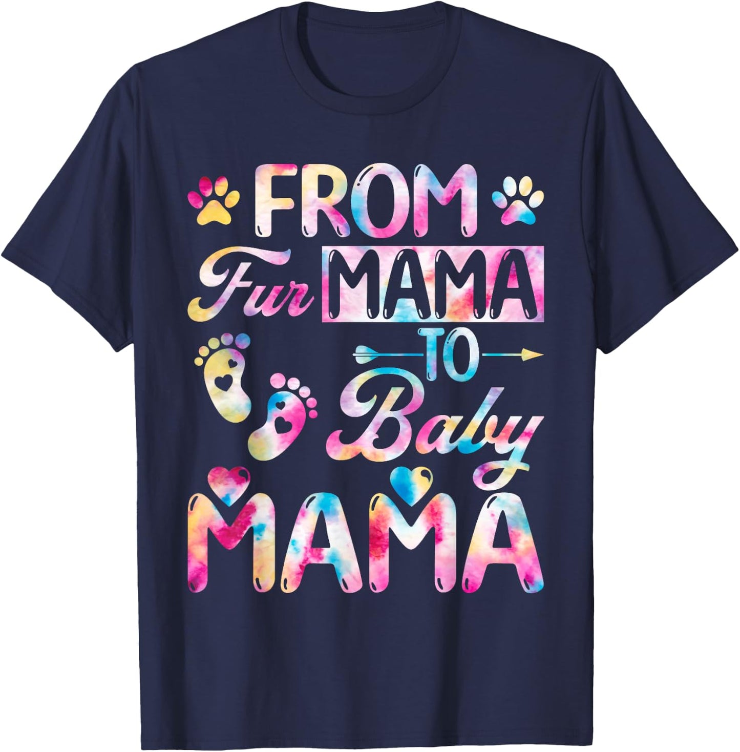 From Fur Mama to Baby Mama Adorable Pregnancy Announcement T-Shirt - T-Shirt | Navy