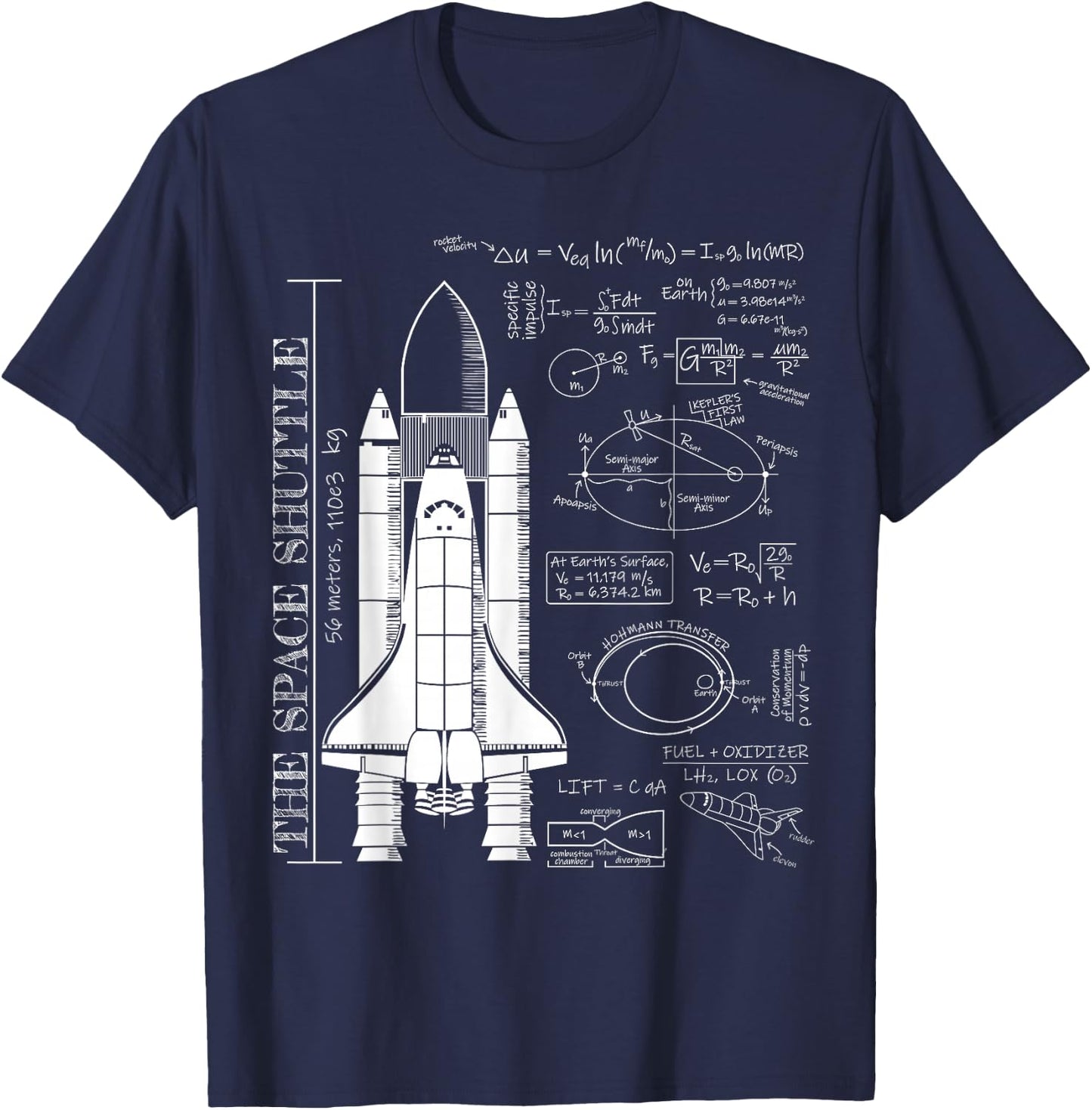 Space Shuttle STS Rocket Science Equations T-Shirt - T-Shirt | Navy