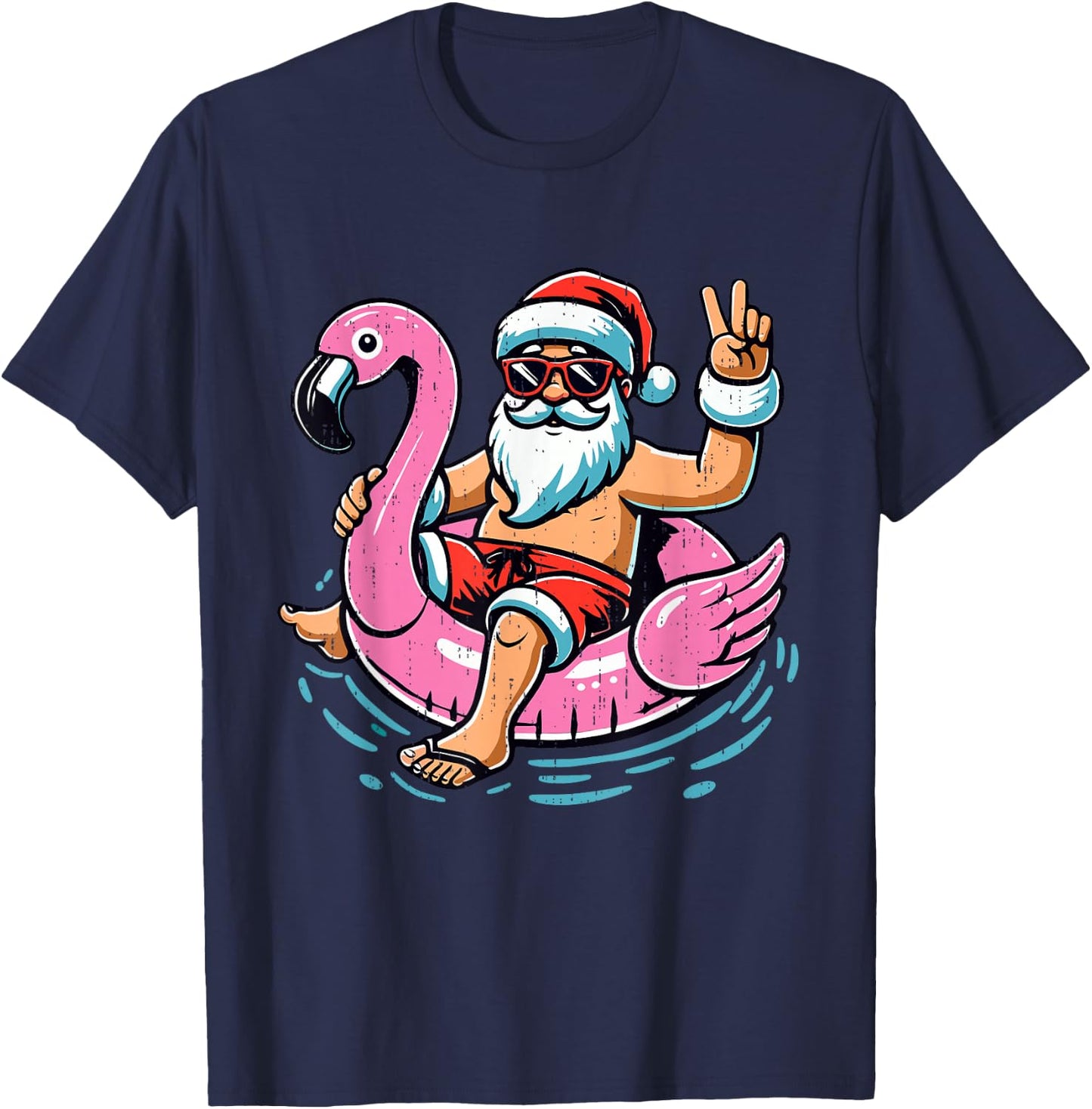 Christmas in July Shirt Boys Kids Santa Flamingo Summer Xmas T-Shirt - T-Shirt | Navy