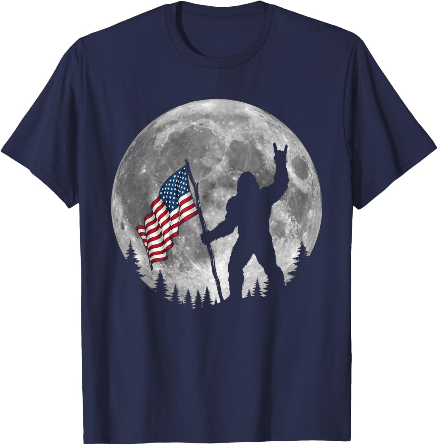 4th of July Bigfoot Sasquatch American Flag Patriotic Men T-Shirt - T-Shirt | Navy