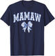 Mamaw Coquette Toile Blue Bow Floral Family Matching T-Shirt - T-Shirt | Navy