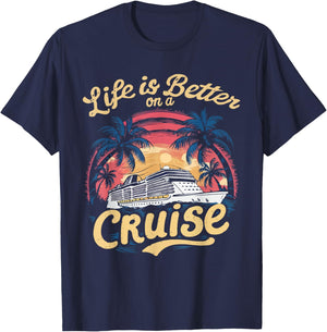 Life Is Better on a Cruise Trip Vacation Family Matching T-Shirt - T-Shirt | Navy