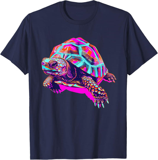 Eastern Box Turtle Synthwave T-Shirt - T-Shirt | Navy
