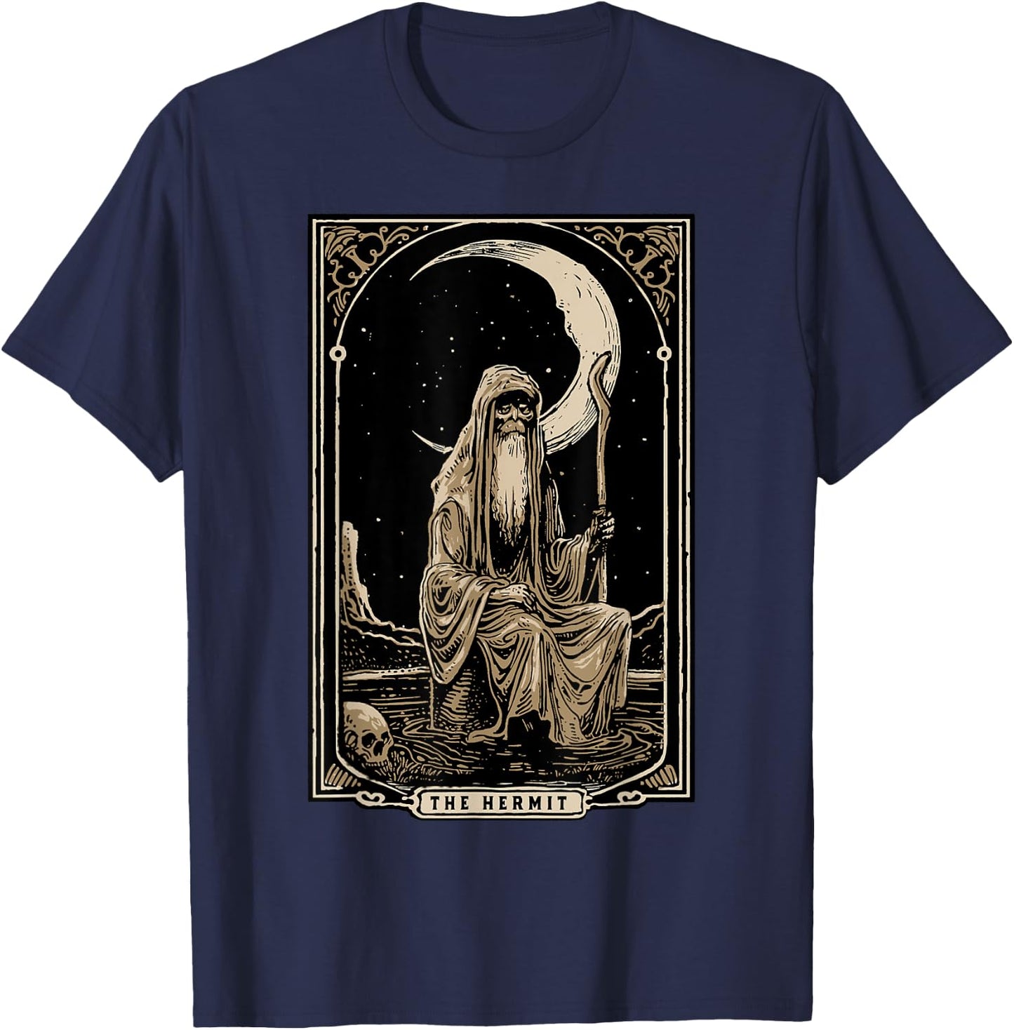 Hermit Tarot Card Shirt Gothic Tarot Fortune Teller Occult T-Shirt - T-Shirt | Navy