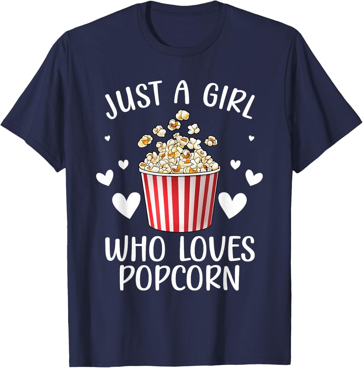 Funny Popcorn Art Girls Women Kids Popcorn Corn Kernel Lover T-Shirt - T-Shirt | Navy