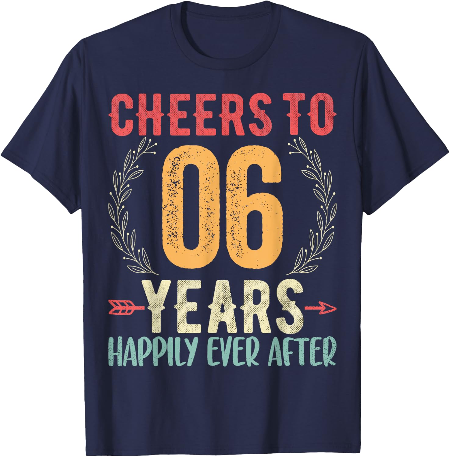 Cheers To 6 Years - 6th Wedding Anniversary Husband Wife T-Shirt - T-Shirt | Navy
