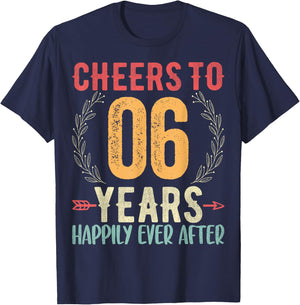 Cheers To 6 Years - 6th Wedding Anniversary Husband Wife T-Shirt - T-Shirt | Navy