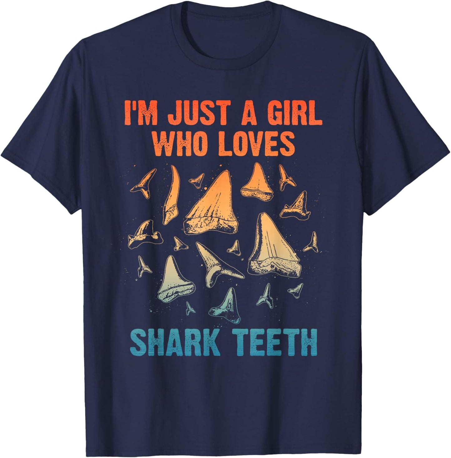 Cool Shark Teeth Art For Girls Women Fossil Megalodon Tooth T-Shirt - T-Shirt | Navy