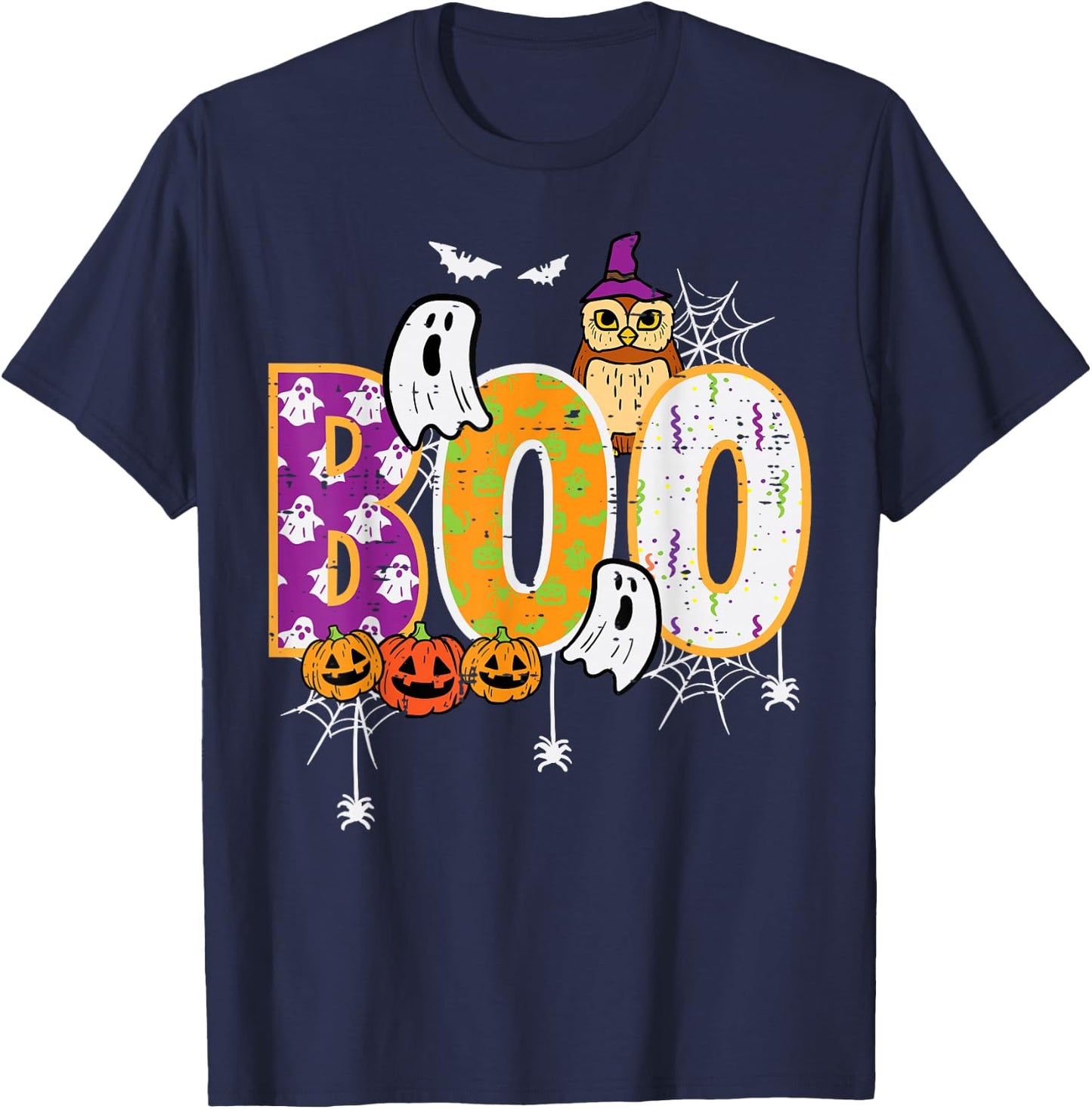 Halloween Boo Owl Cute Costume Boys Girls Kids Women Men T-Shirt - T-Shirt | Navy