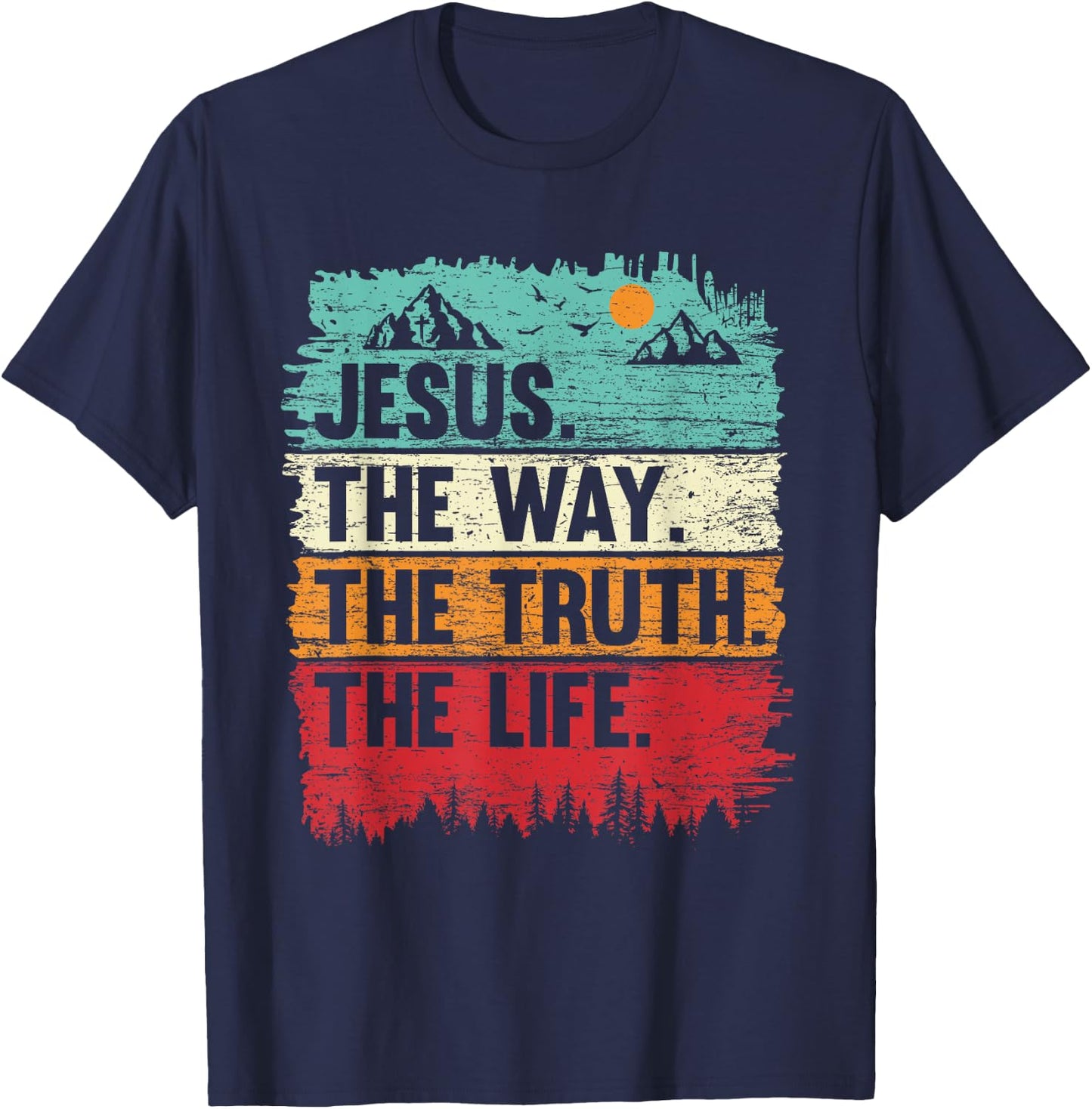 Boys Jesus Shirt The Way Truth Life Kids Christian Worship T-Shirt - T-Shirt | Navy