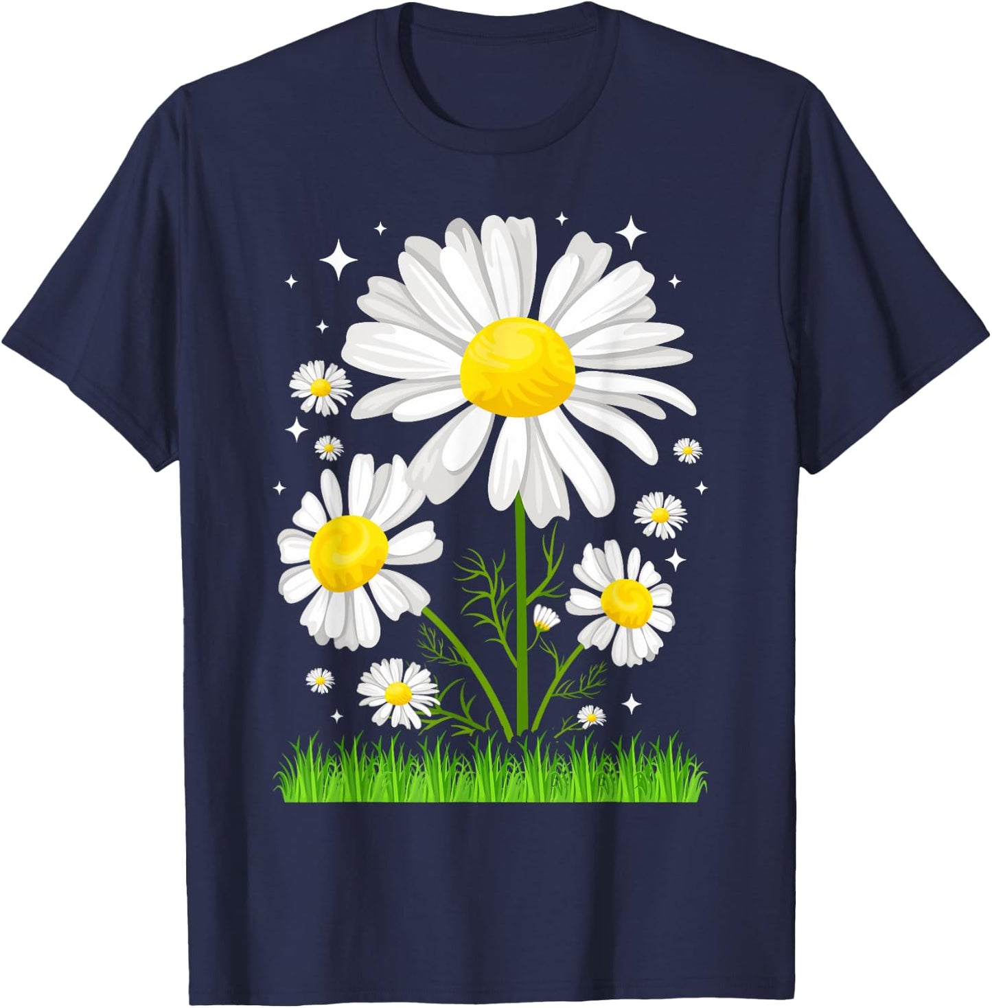 Sunshine Daisy Daisies Vacation Casual Graphic T-Shirt - T-Shirt | Navy